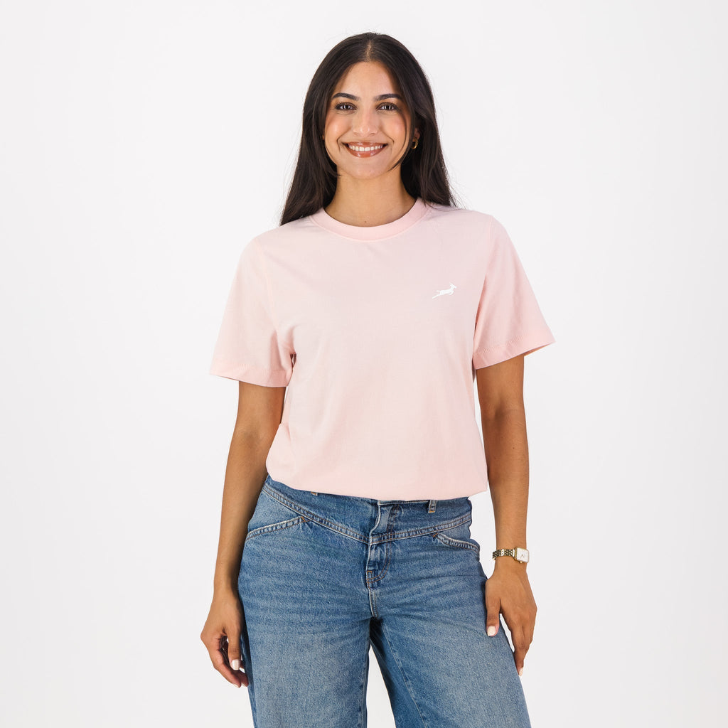 Springboks LC Badge Ladies Crew Tee - Rose Quartz