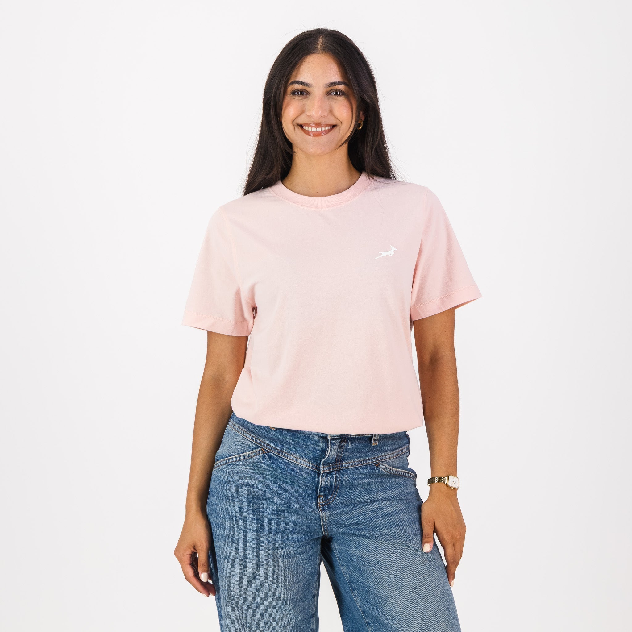 Springboks LC Badge Ladies Crew Tee - Rose Quartz