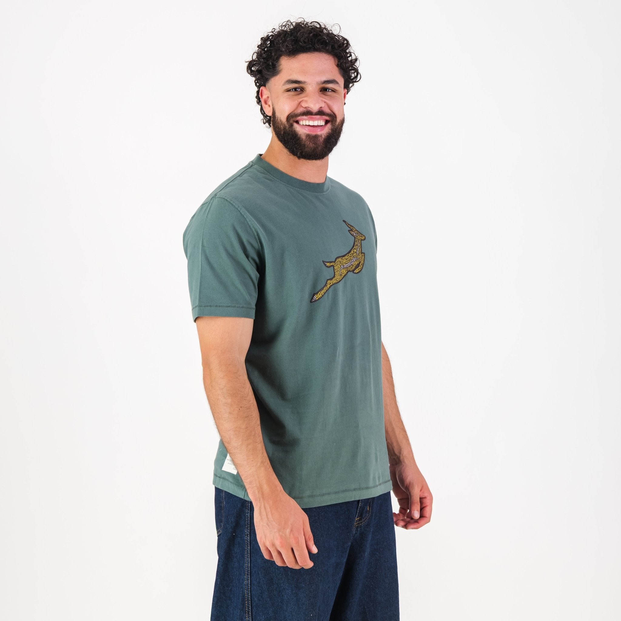 Springboks Mosaic Regular Crew Tee - Forest Green