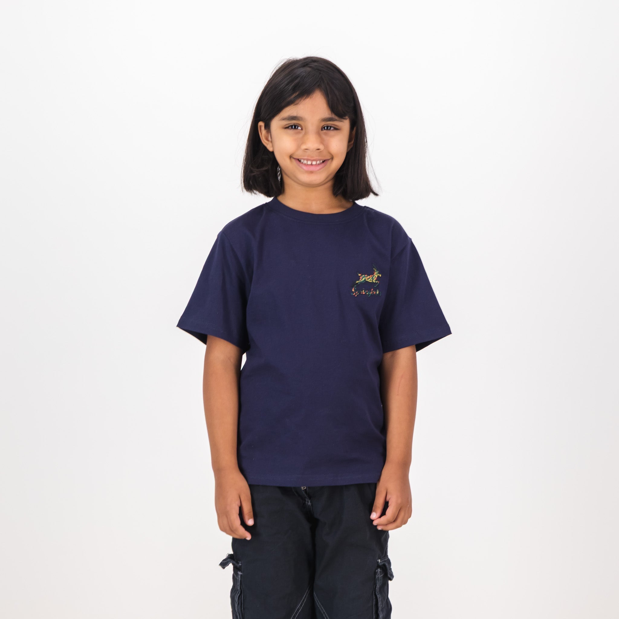 Springboks Painted Bok Kids Crew Tee-Navy
