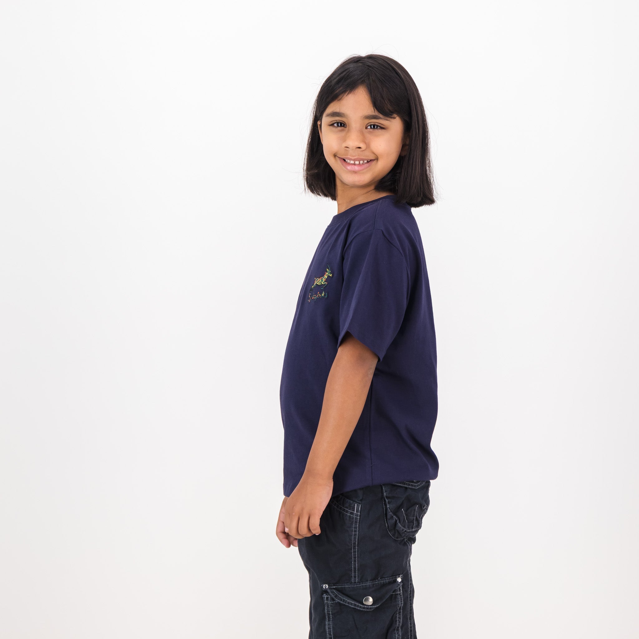 Springboks Painted Bok Kids Crew Tee-Navy