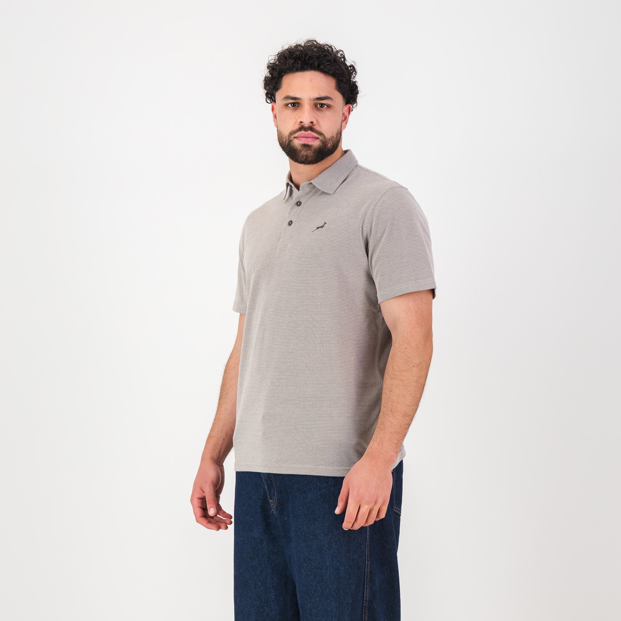 Springboks Pique Striper SS Polo- Tobacco Brown