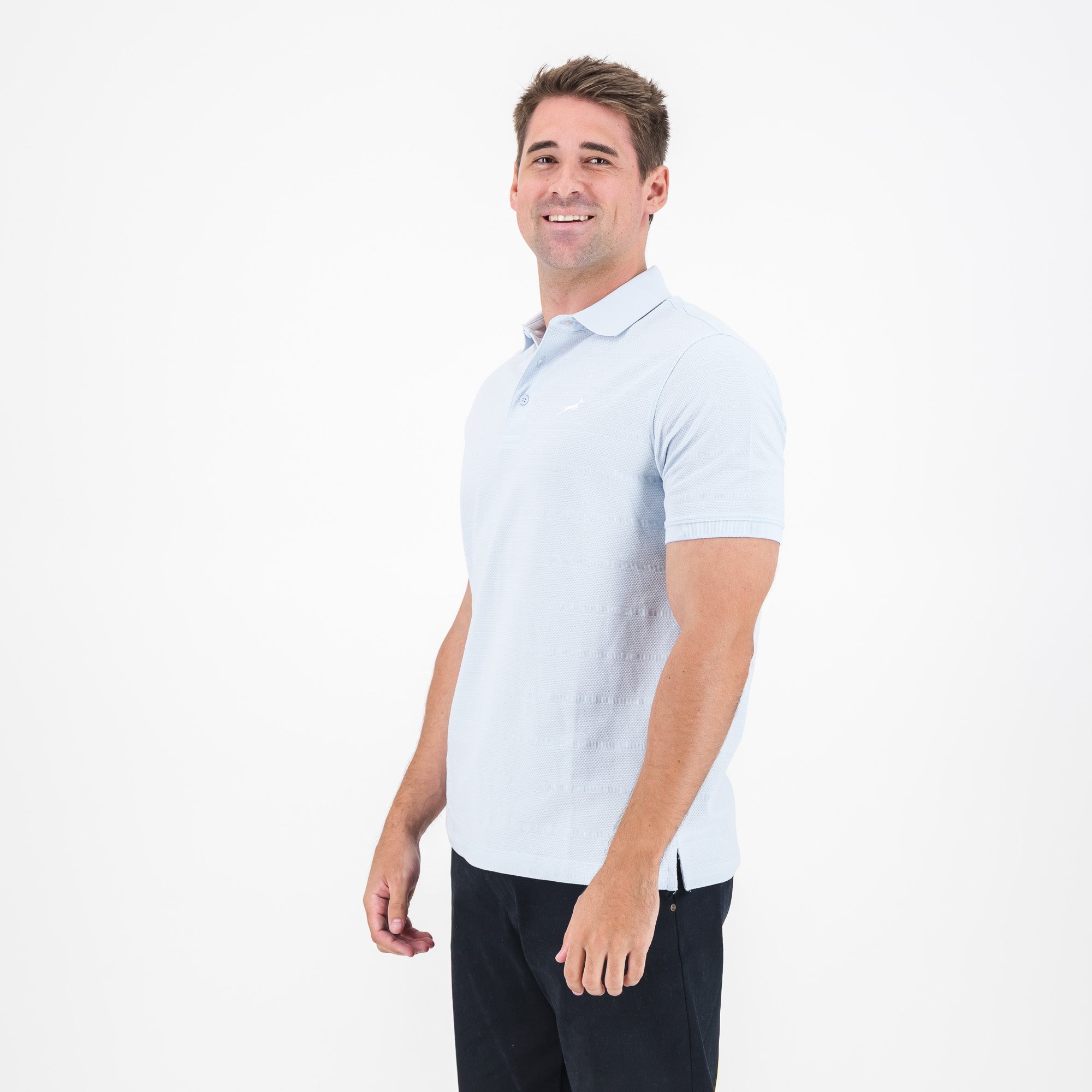 Springboks Popcorn Short Sleeve Golf Polo - Blue