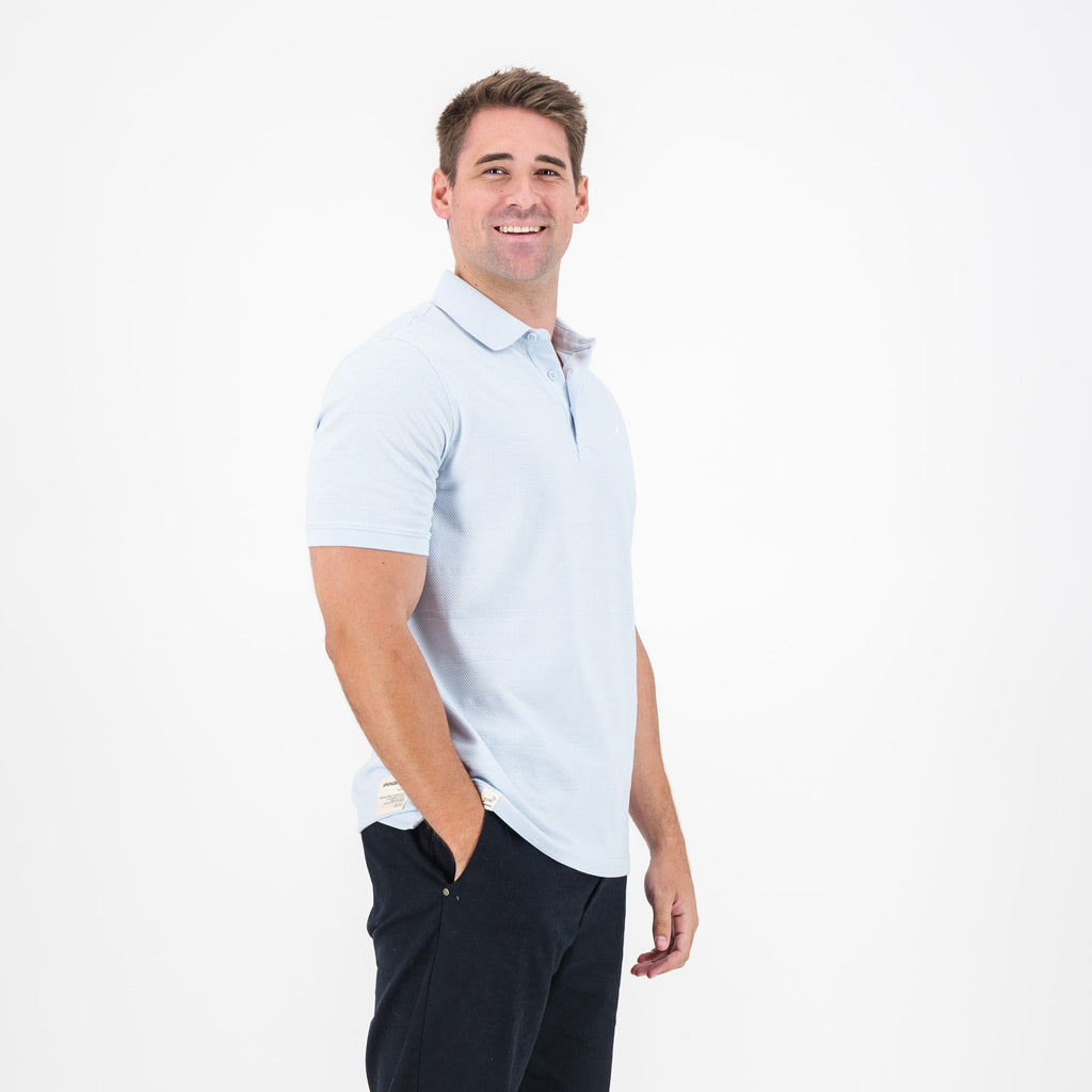 Springboks Popcorn Short Sleeve Golf Polo - Blue