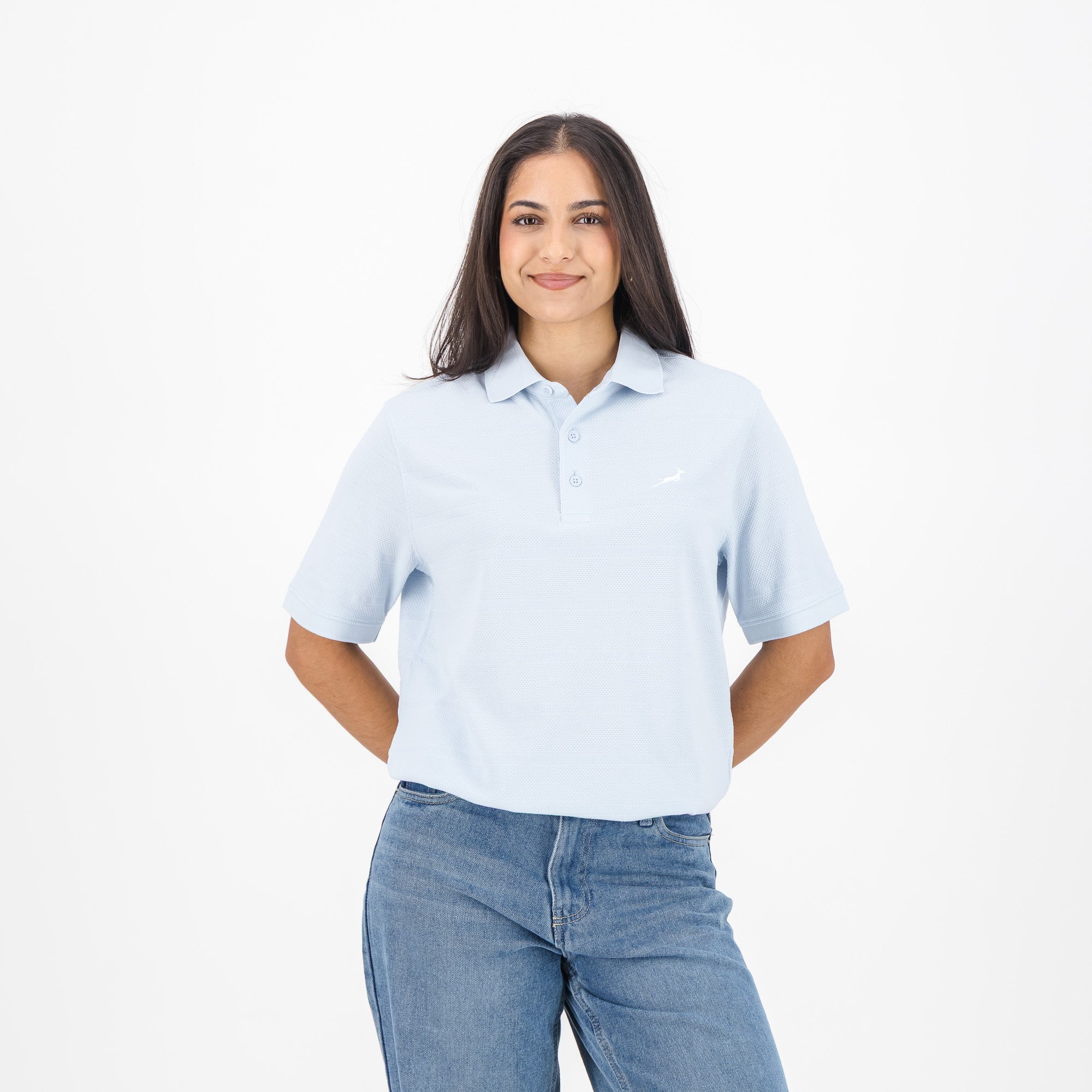 Springboks Popcorn Short Sleeve Golf Polo - Blue
