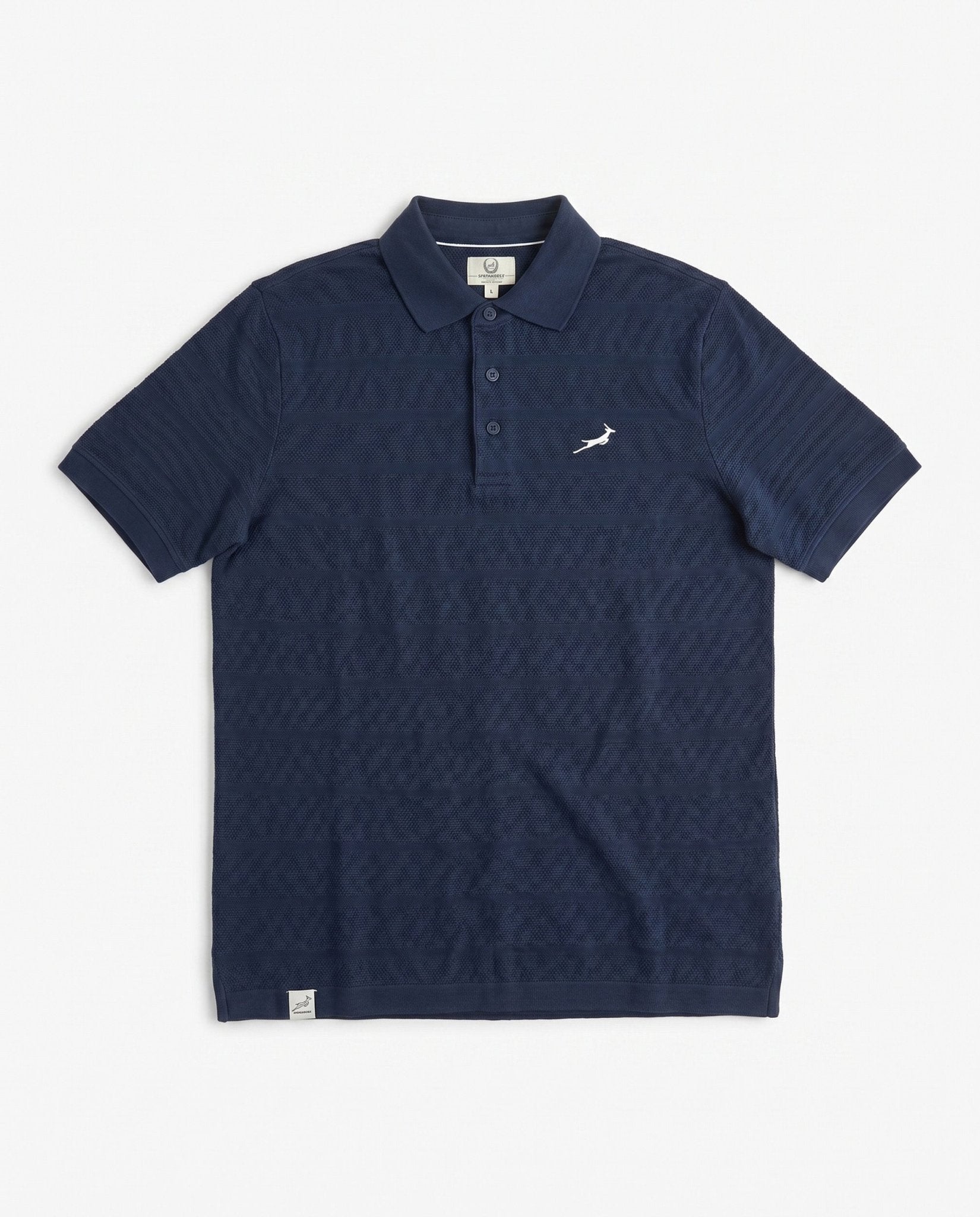 Springboks Popcorn Short Sleeve Golf Polo - Navy