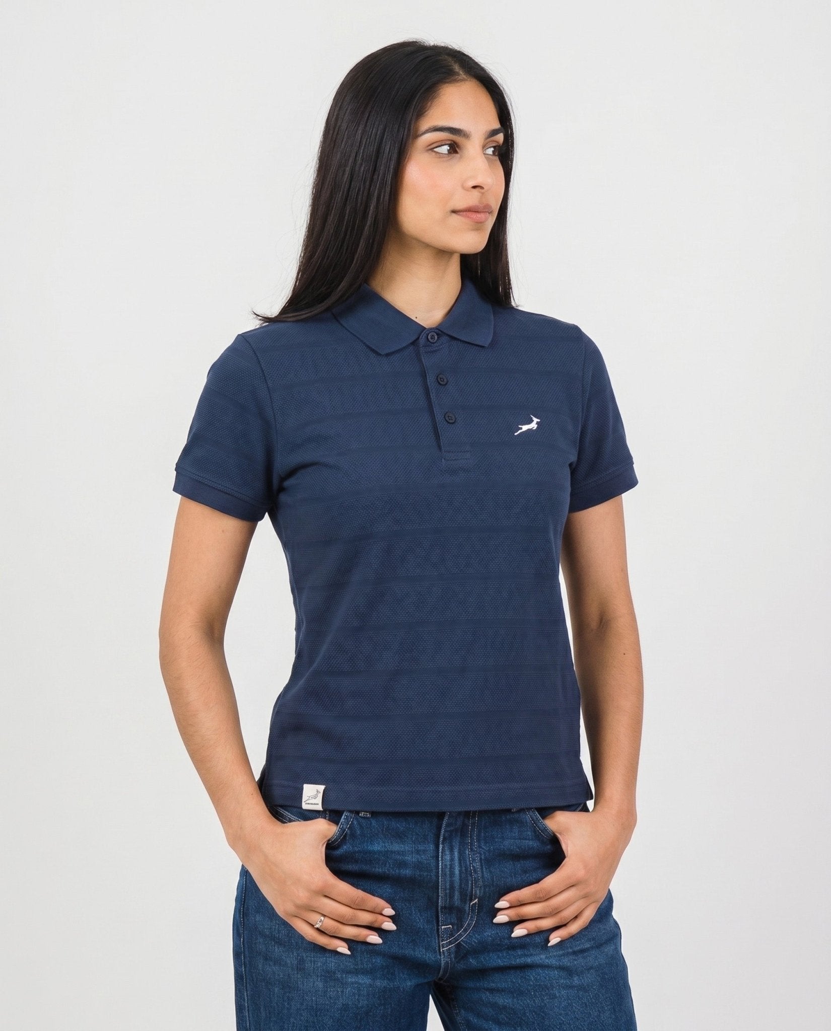 Springboks Popcorn Short Sleeve Golf Polo - Navy