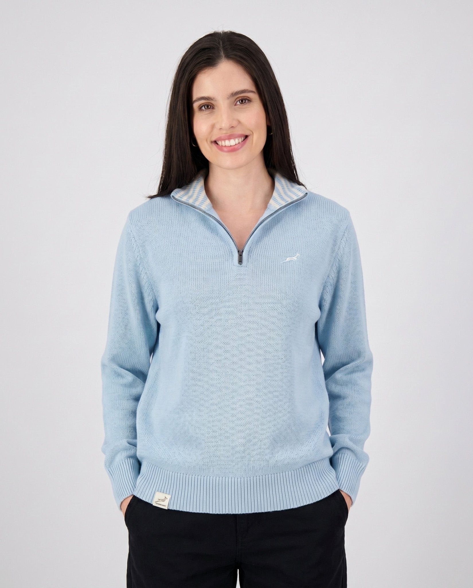 Springboks Premium Quarter Zip Knit-Skyway
