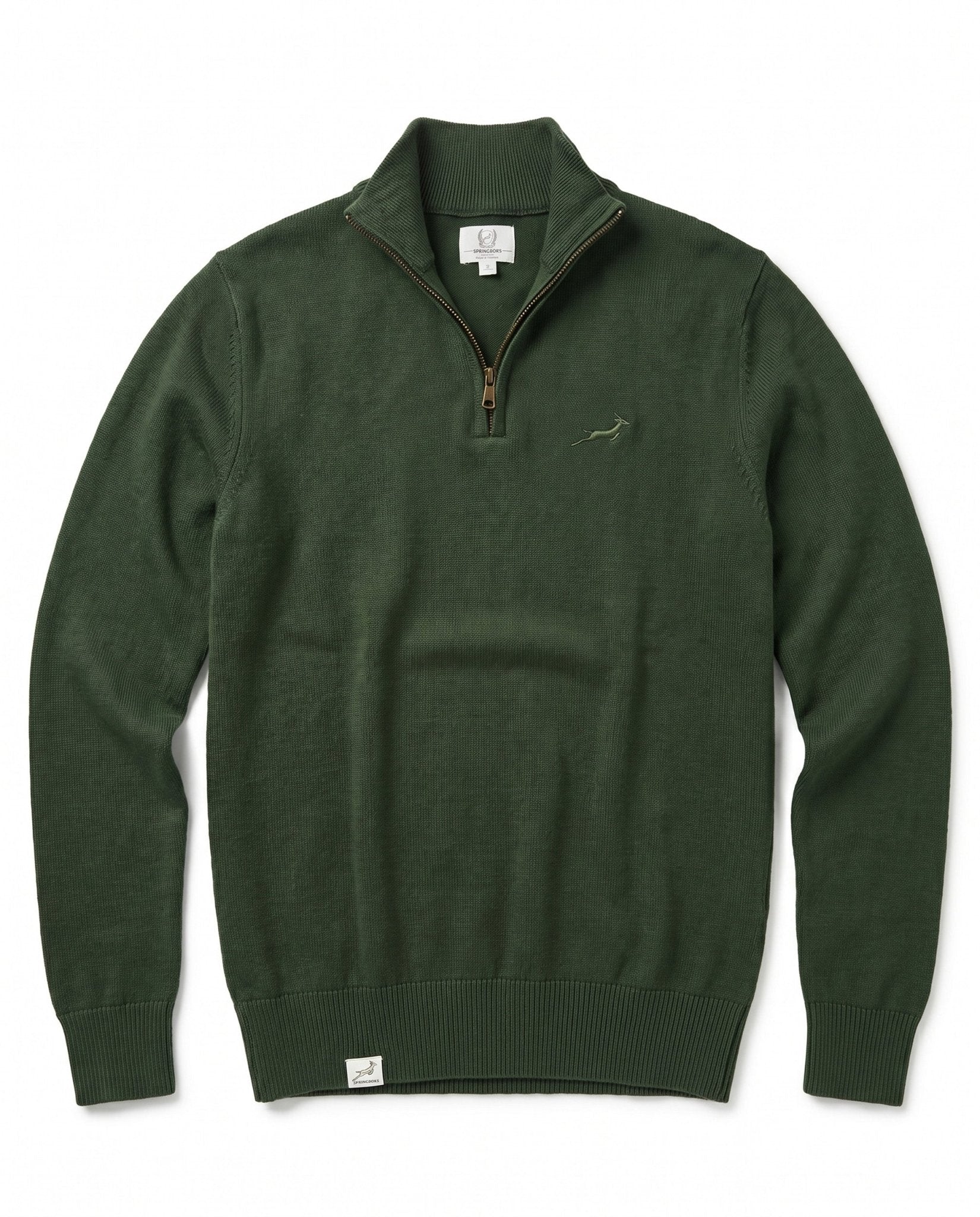 Springboks Quarter Zip Knit Knitwear Rifle Green