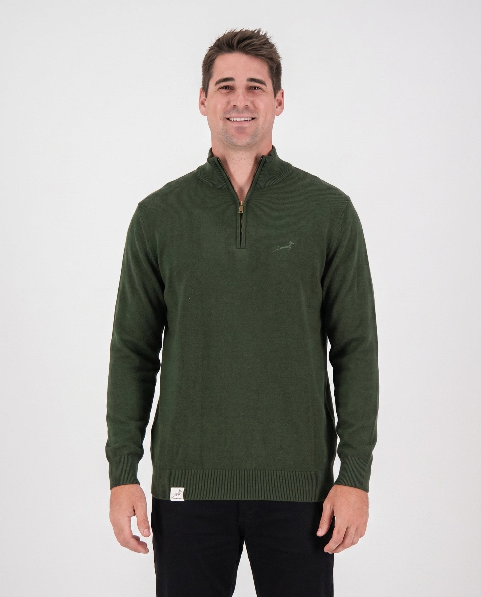 Springboks Quarter Zip Knit Knitwear Rifle Green