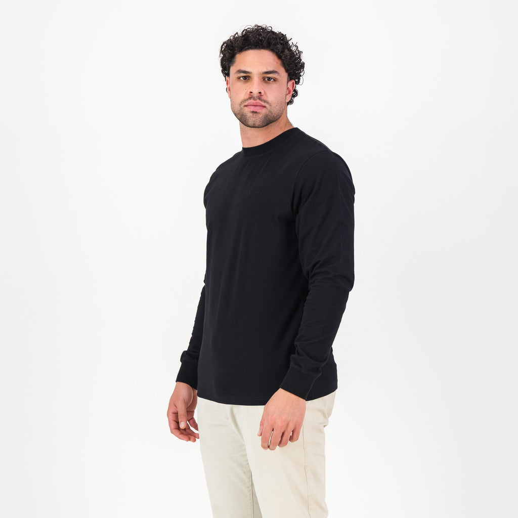 Springboks SML EMB LS Crew Tee - Black