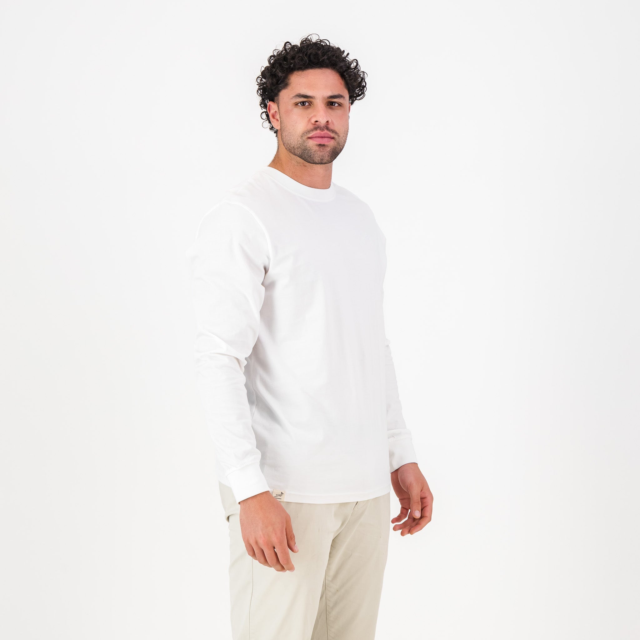 Springboks SML EMB LS Crew Tee N - White