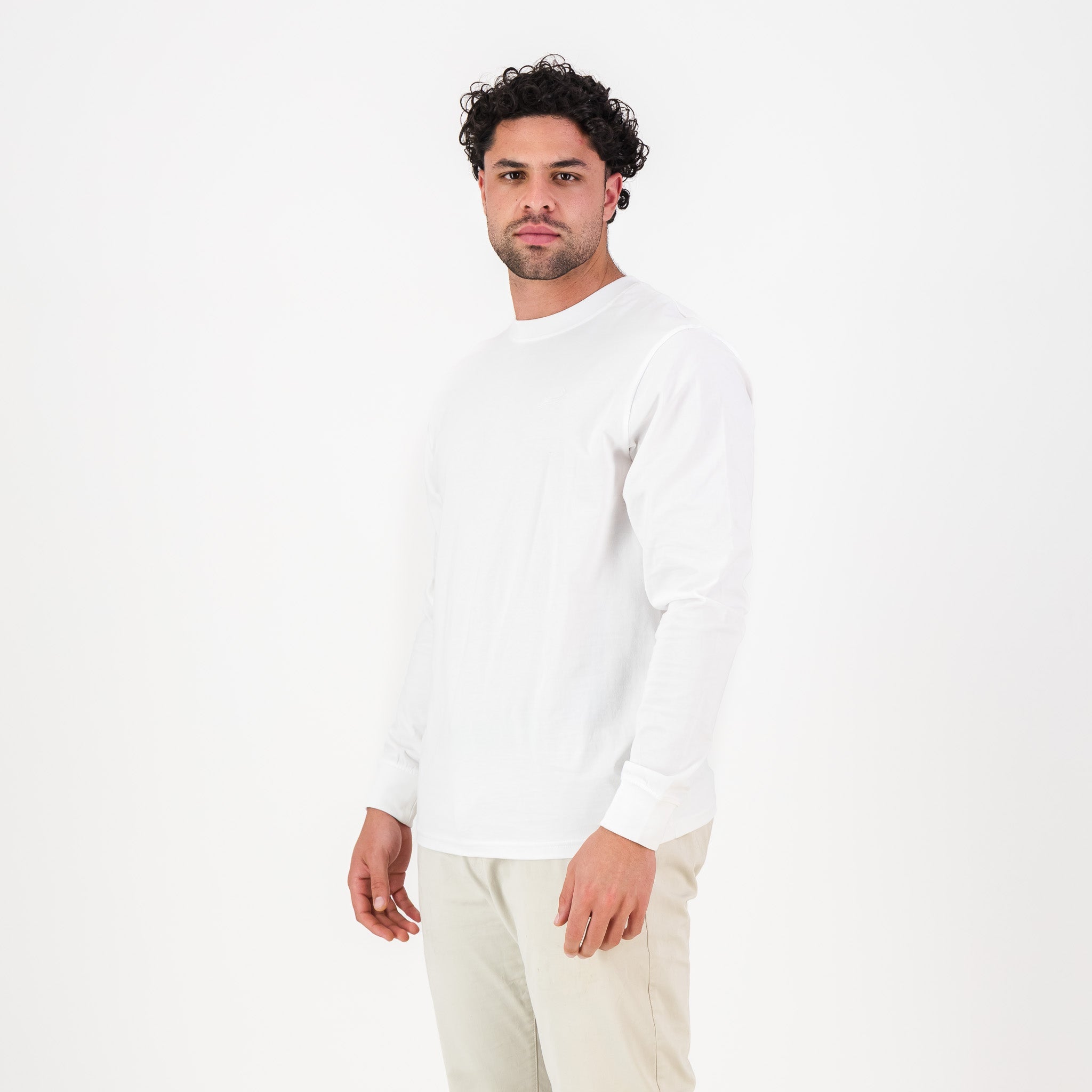 Springboks SML EMB LS Crew Tee N - White