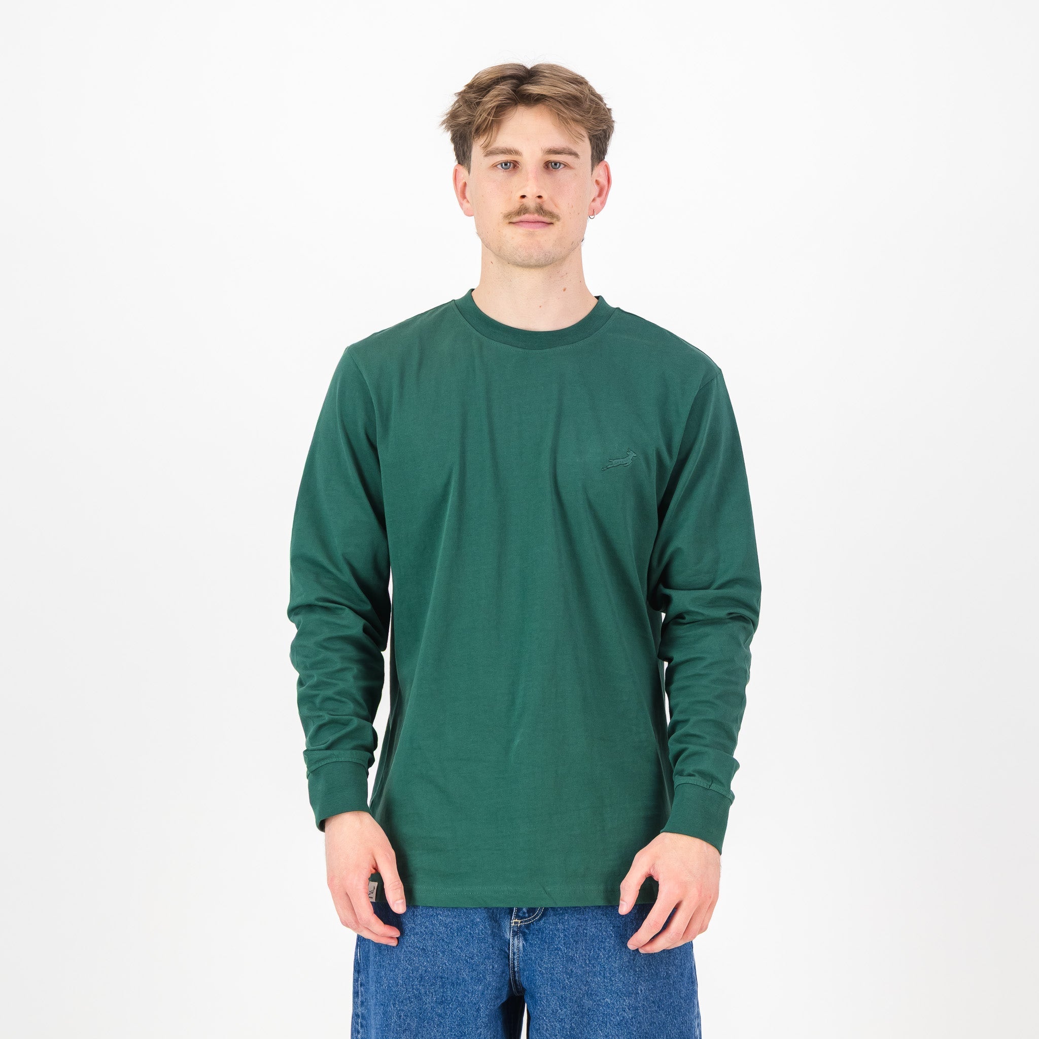 Springboks SML EMB LS Crew Tee - OS Green