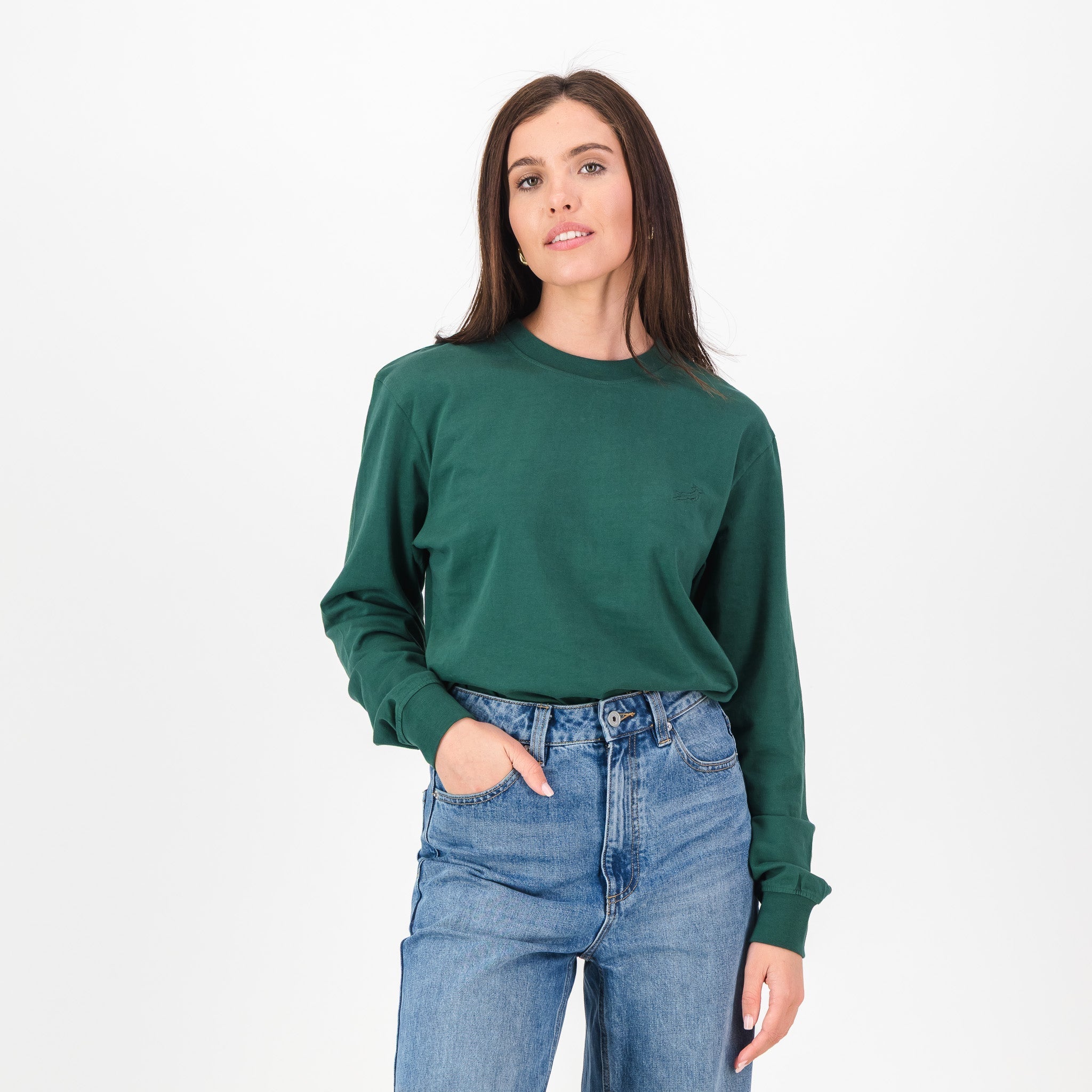 Springboks SML EMB LS Crew Tee - OS Green
