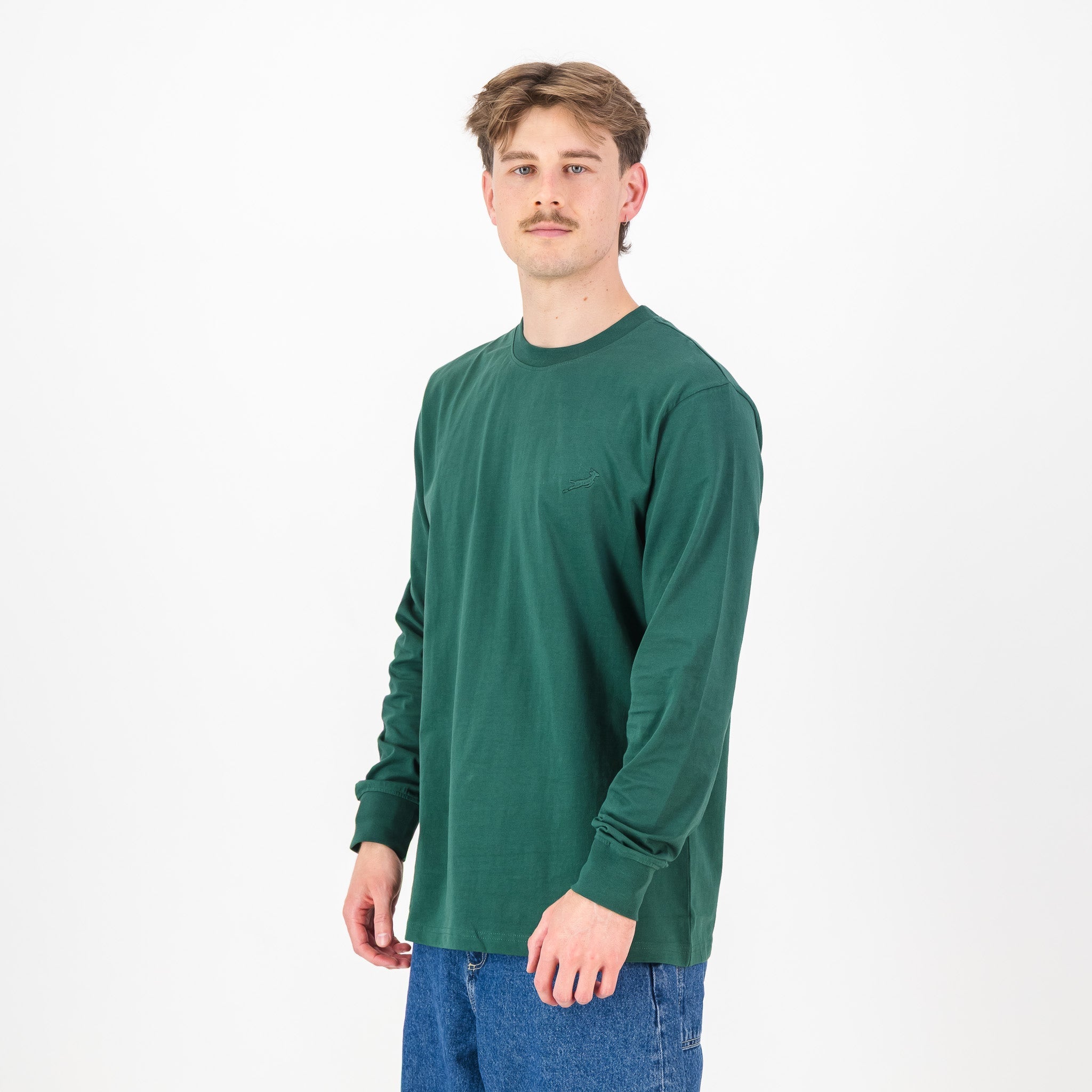 Springboks SML EMB LS Crew Tee - OS Green