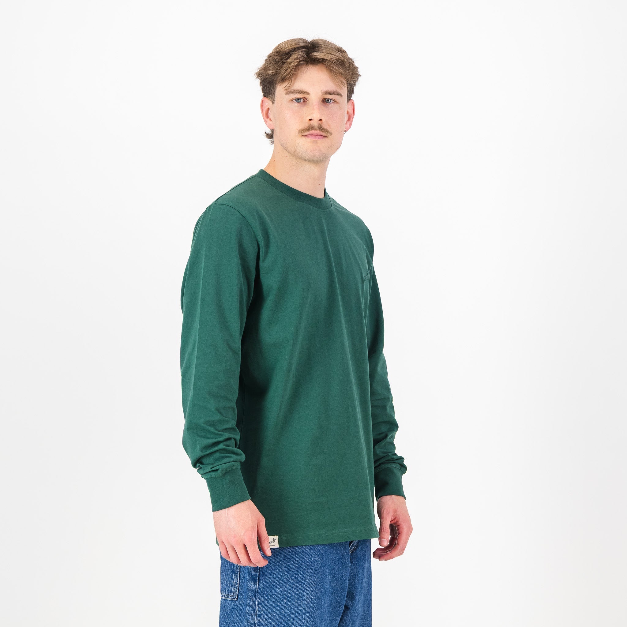 Springboks SML EMB LS Crew Tee - OS Green