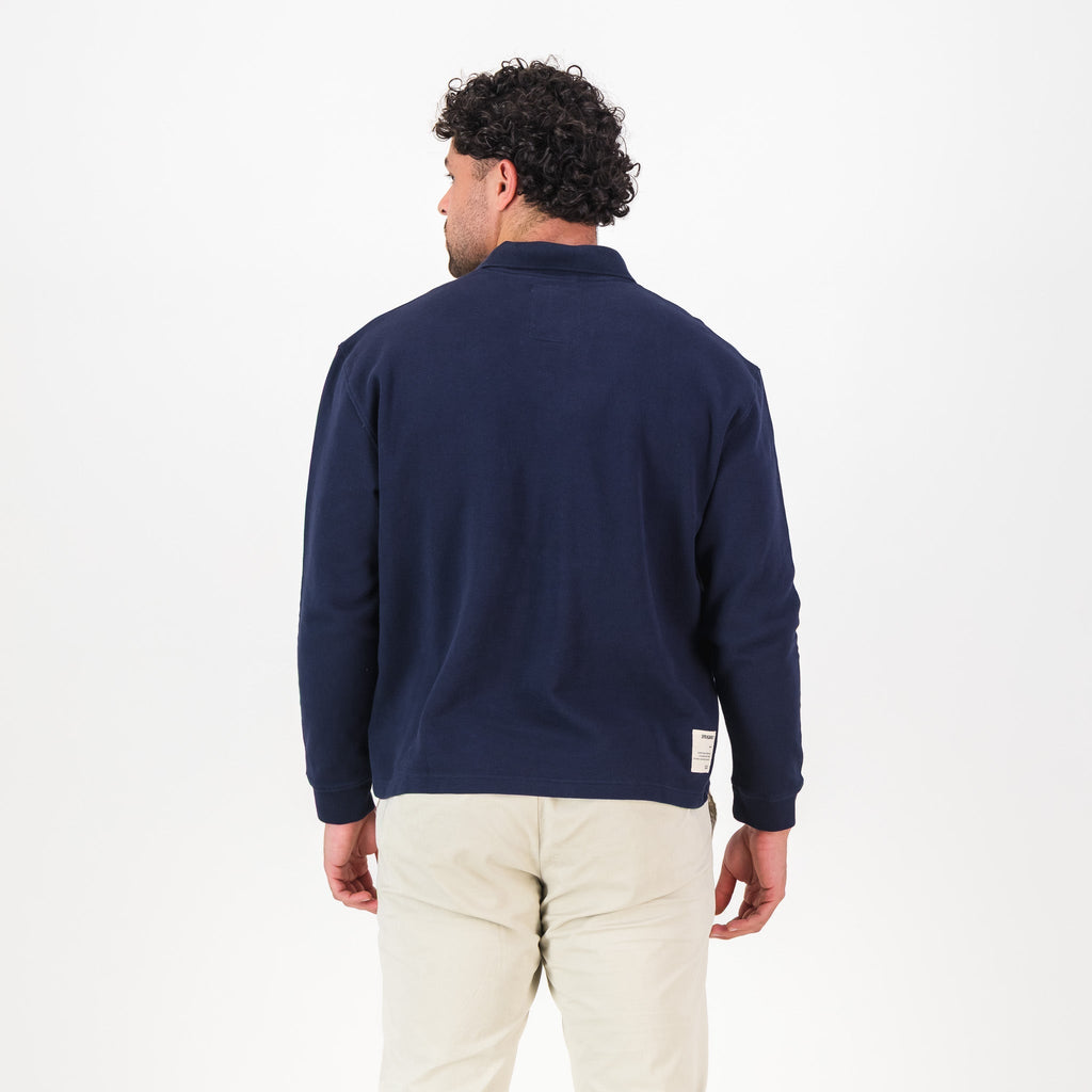 Springboks SML EMB LS Polo-Navy