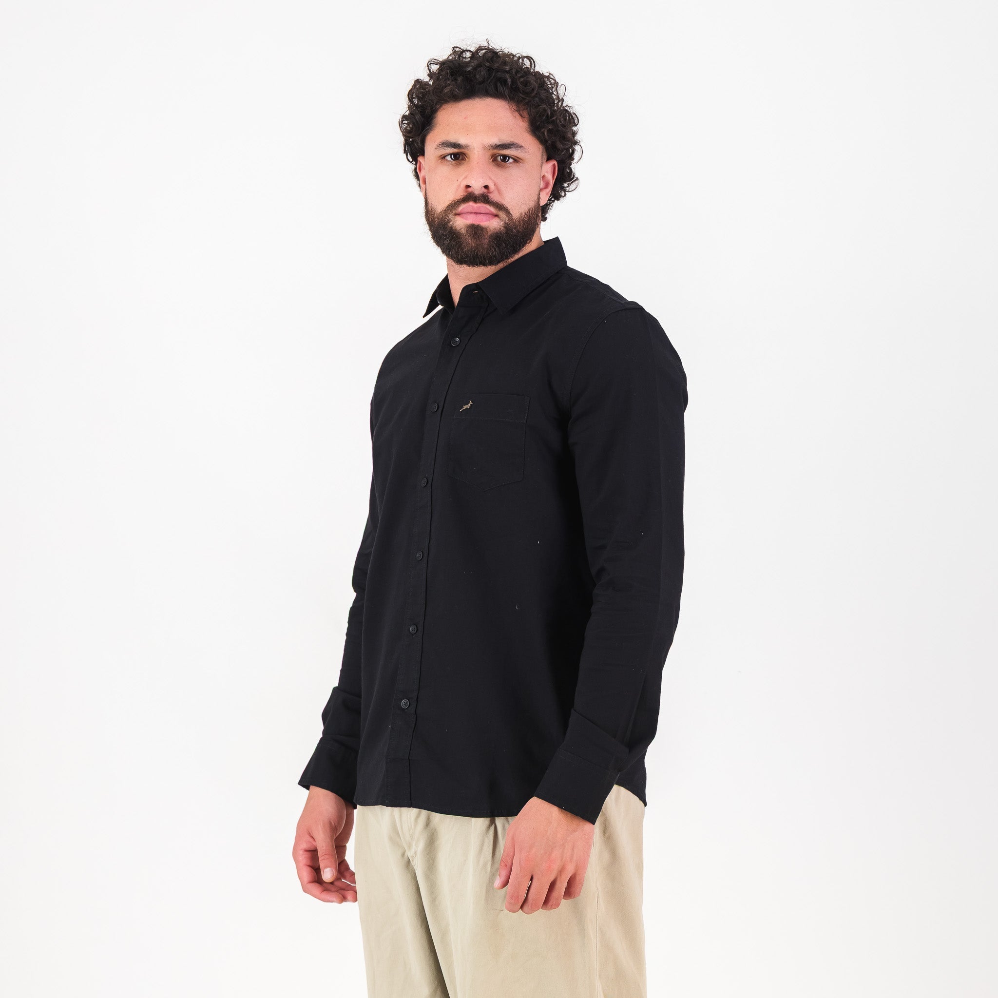 Springboks Tailored LS Oxford Shirt-Black