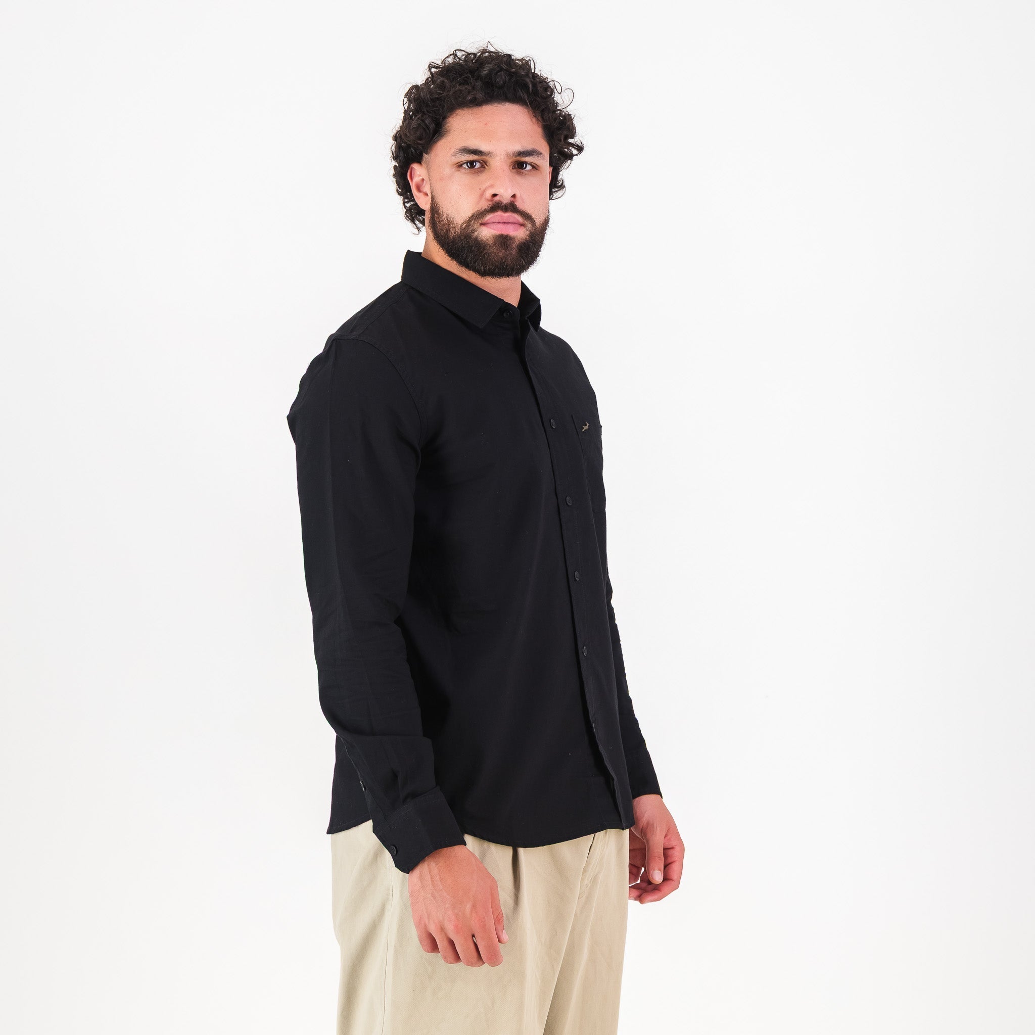 Springboks Tailored LS Oxford Shirt-Black