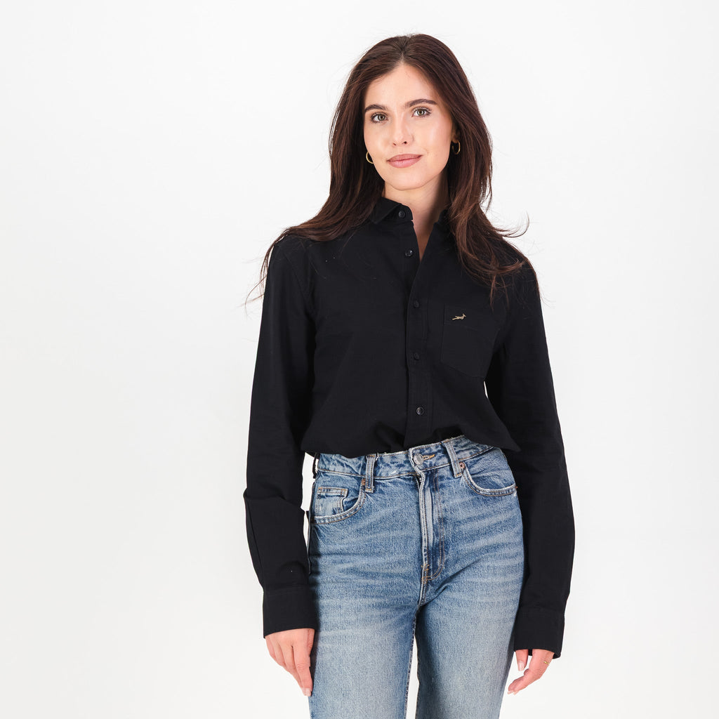Springboks Tailored LS Oxford Shirt-Black