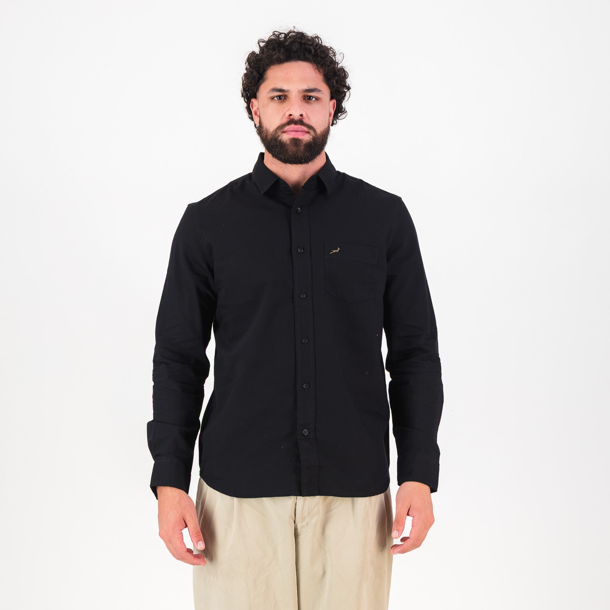 Springboks Tailored LS Oxford Shirt-Black