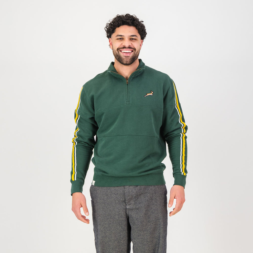Springboks Twill SLV Quarter Zip Sweat - OS Green