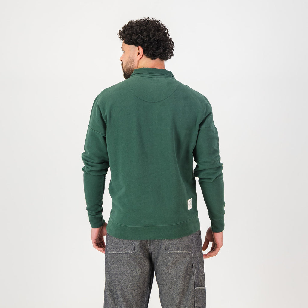 Springboks Twill SLV Quarter Zip Sweat - OS Green