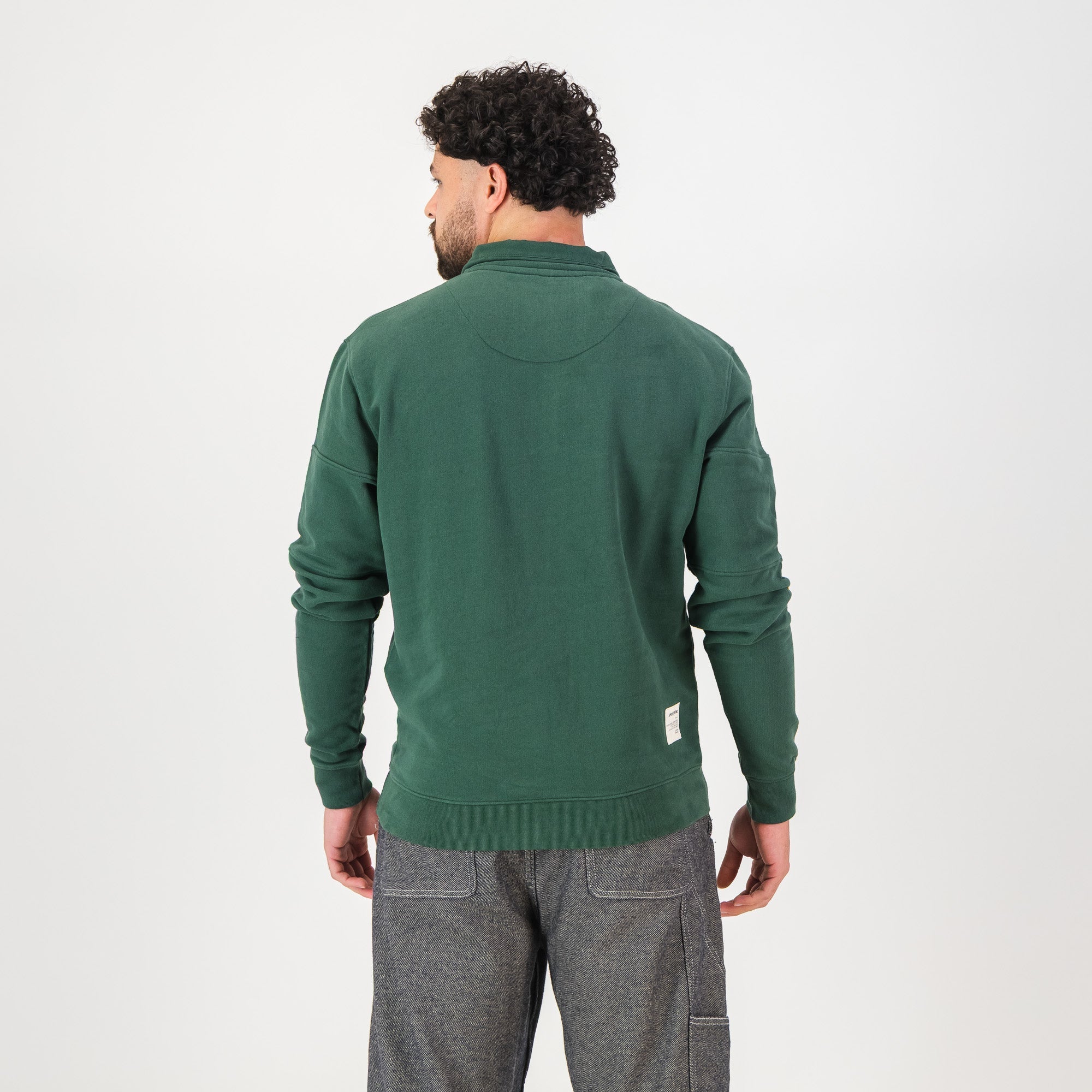 Springboks Twill SLV Quarter Zip Sweat - OS Green