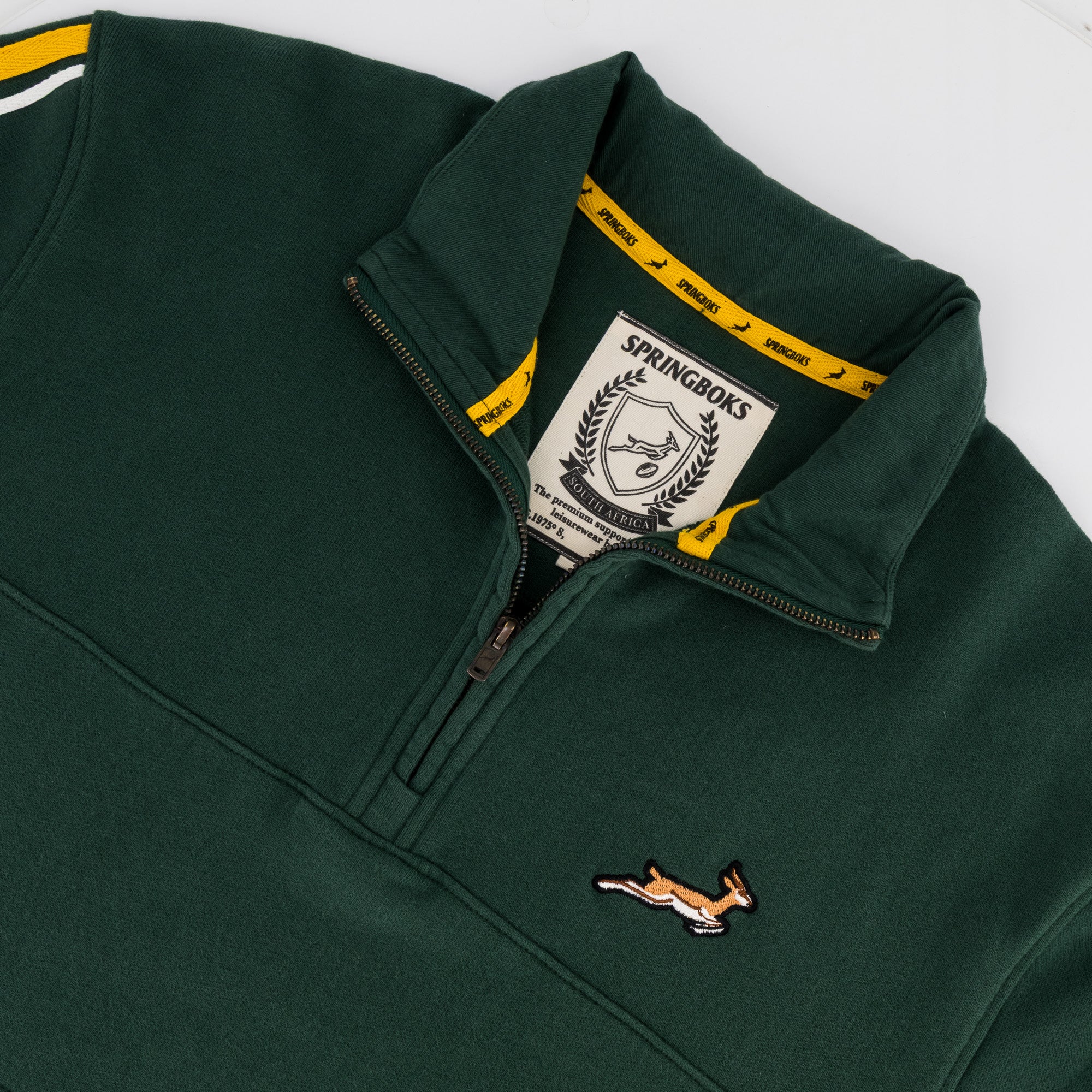 Springboks Twill SLV Quarter Zip Sweat - OS Green