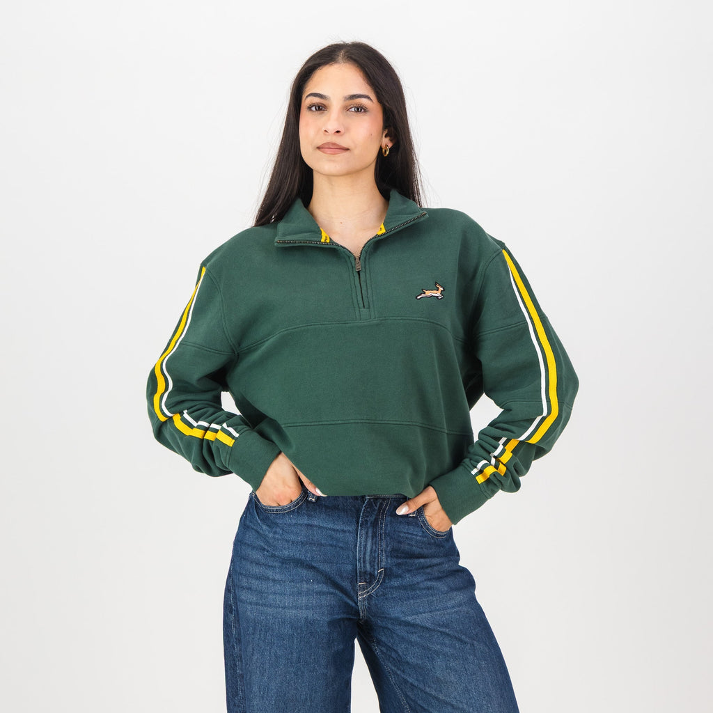 Springboks Twill SLV Quarter Zip Sweat - OS Green