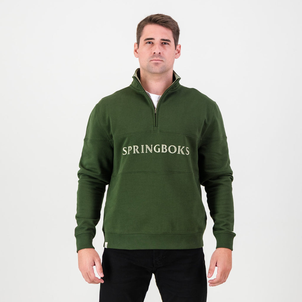 Springboks Word Quarter Zip Sweat-Military Olive
