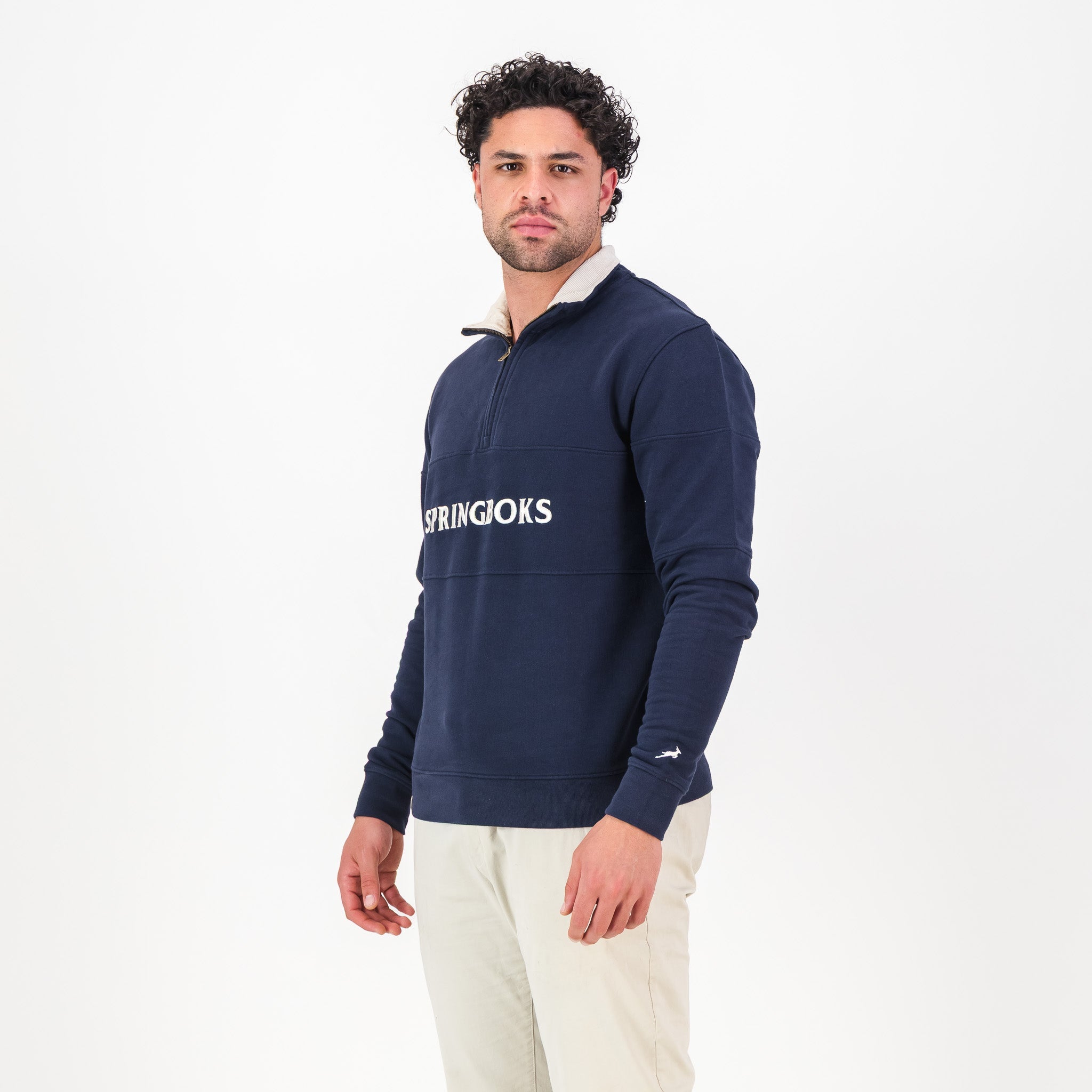 Springboks Word Quarter Zip Sweat-Navy