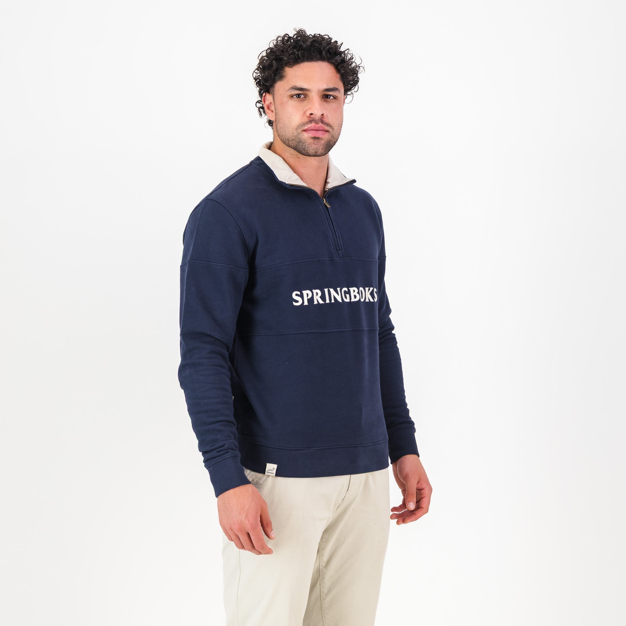Springboks Word Quarter Zip Sweat-Navy