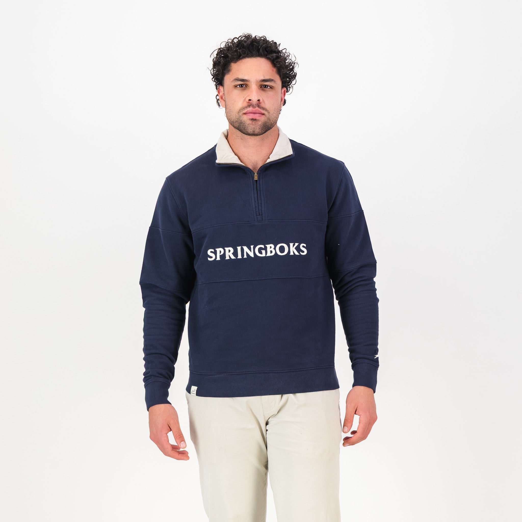 Springboks Word Quarter Zip Sweat-Navy