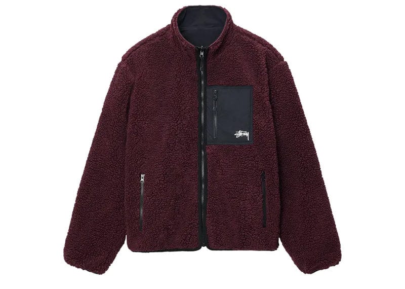 Stussy Sherpa Reversible Jacket Burgundy