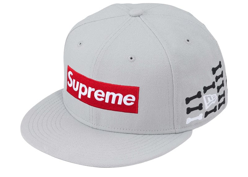 Supreme Bones Box Logo New Era 59Fifty Fitted Hat Grey