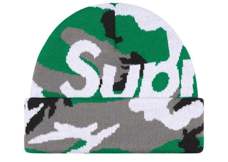 Supreme Camo Big Logo Beanie Green Camo