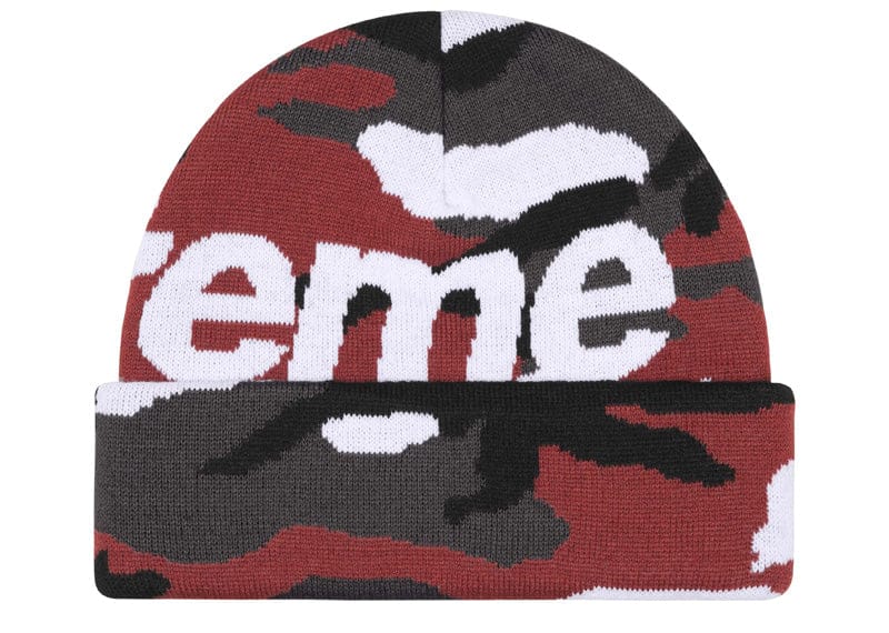 Supreme Camo Big Logo Beanie Red Camo