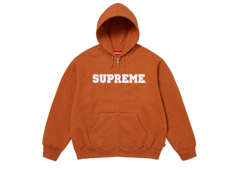 Supreme Collegiate Applique Zip Up Hooded Sweatshirt Rust