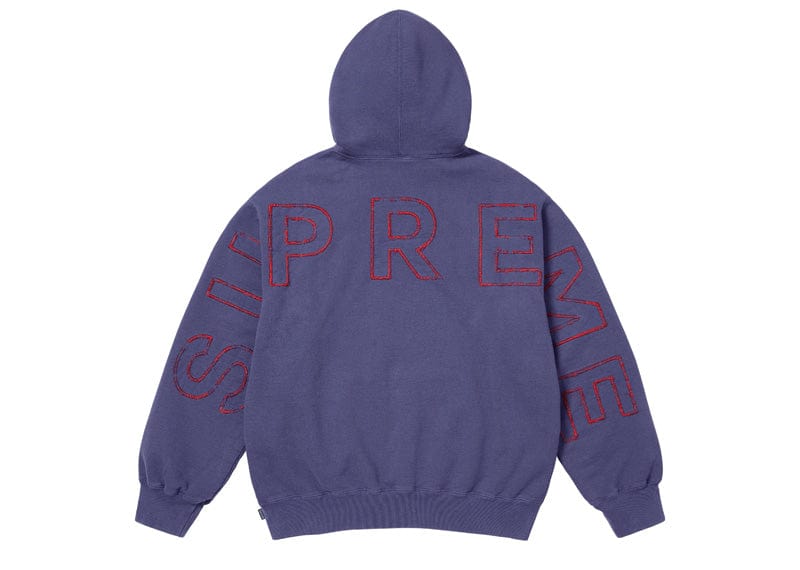 Supreme Frayed Hooded Sweatshirt Washed Navy