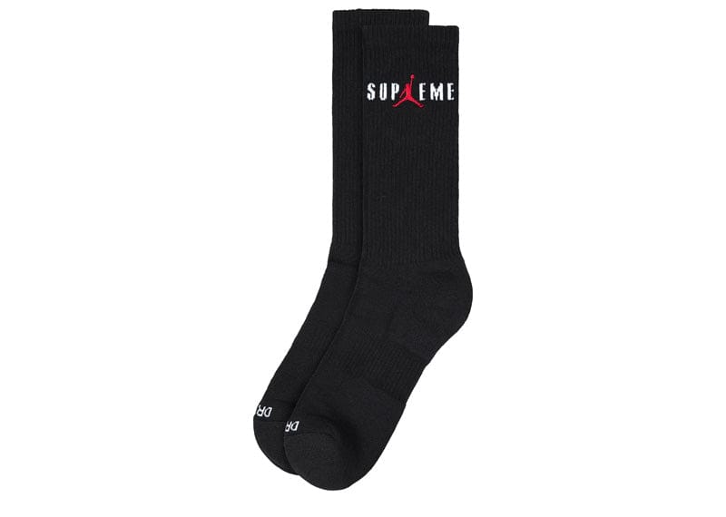 Supreme Jordan Crew Socks Black (2 Pack) Black