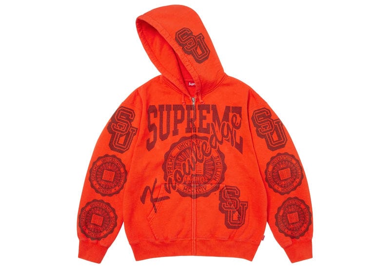 Supreme Knowledge Reigns Zip Up Hooded Sweatshirt Red