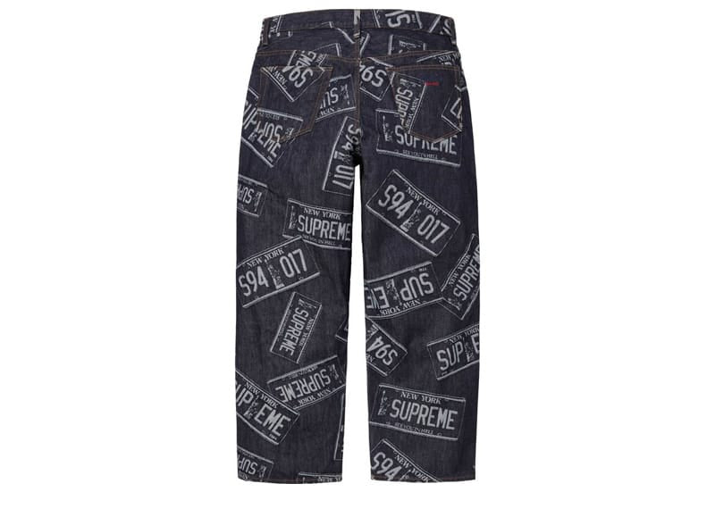Supreme License Plate Baggy Jean Rigid Indigo
