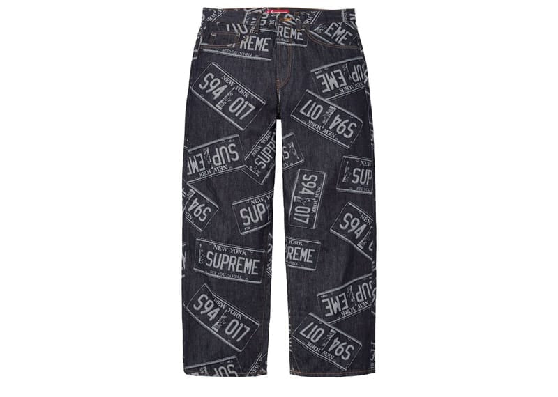 Supreme License Plate Baggy Jean Rigid Indigo