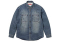 Supreme Shearling Lined Denim Work Shirt Overdyed Blue
