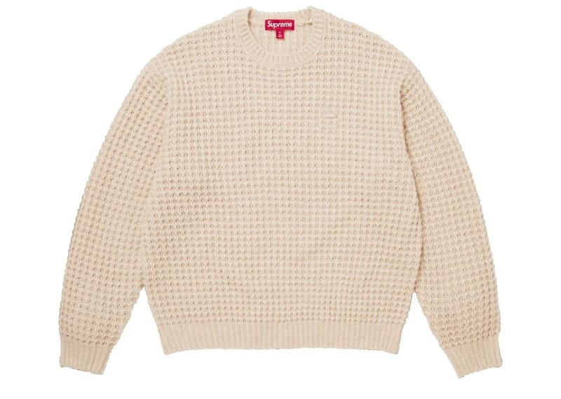 Supreme Small Box Waffle Sweater Natural