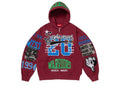 Supreme Warriors Applique Zip Up Hooded Sweatshirt Red