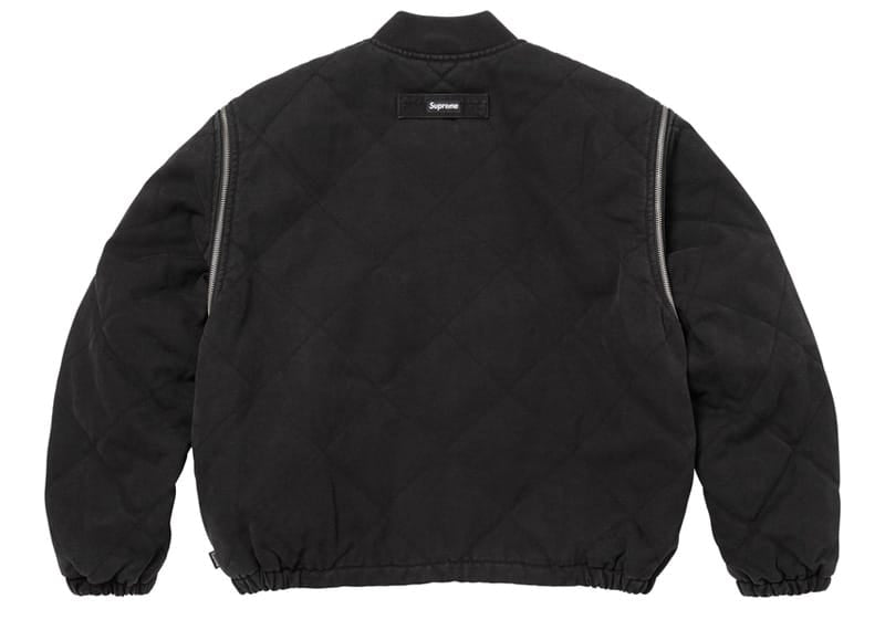 Supreme Zip-Off Sleeve Quilted Bomber Jacket Black