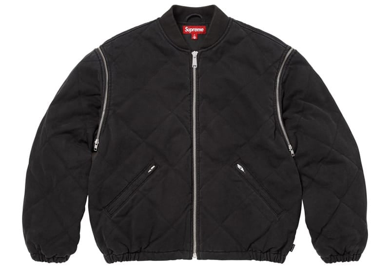 Supreme Zip-Off Sleeve Quilted Bomber Jacket Black